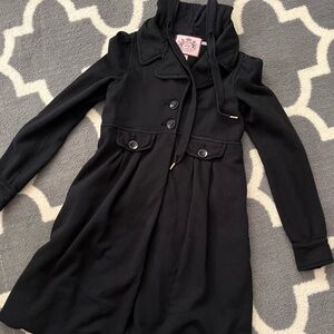 JUICY COUTURE black sweatshirt hoodie coat girls modified pea coat style